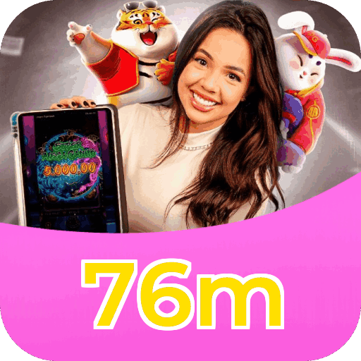 Interface do aplicativo 76m mostrando jogos disponíveis no iOS e Android